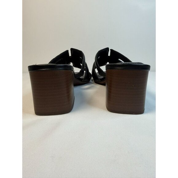 Torrid Womens Size 9.5WW Black Leather Block Heel Sandals Mule Dressy Casual - Picture 8 of 13